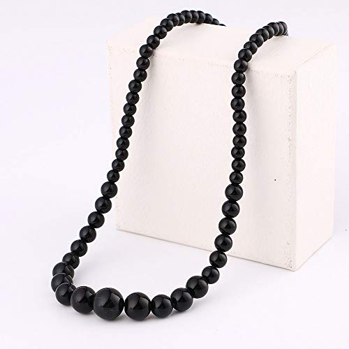 Collar del Colgante De Piedra Natural Degradado Cadena Torre Gran Bola Moda Lucky Cura Suéter De Cristal Bohemia Dama Cadena Joyas Reiki Yoga Encanto,Ágata Negra Cover
