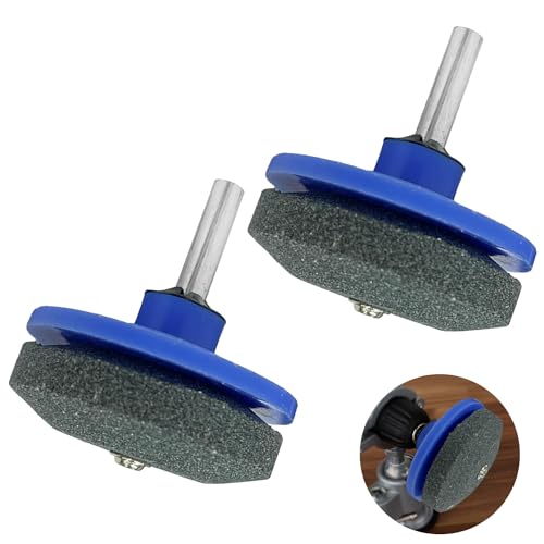 JOYVOX Lawn Mower Blade Sharpener - 2 Pack Blue Garden Tool for Fast and Easy Sharpening Universal Fit for Most Power Drills Durable and Efficient Sharpening Stone for Enhanced Mower Performance