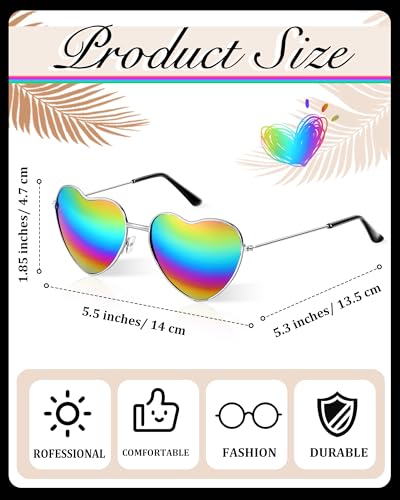 Xuhal 12 Pcs Gay Pride Sunglasses Bulk Lgbtq Pride Rainbow Heart Shaped Glasses Colored Retro Sunglasses Metal Frame Glasses Rainbow Accessories for Women Men2