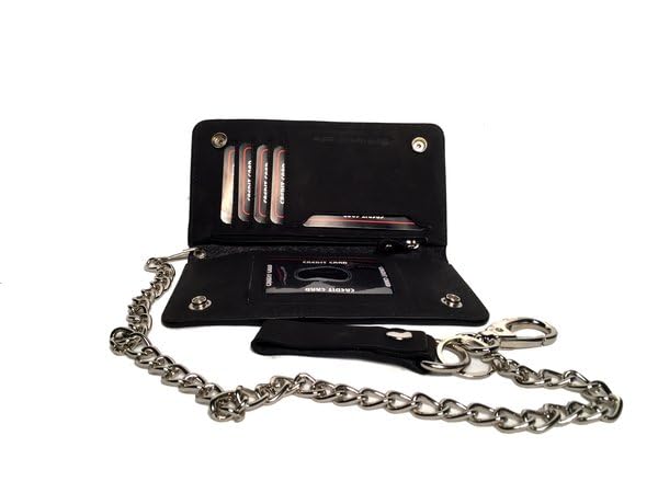 Leather Biker Wallet with Chain New Tough Black Leather Version3