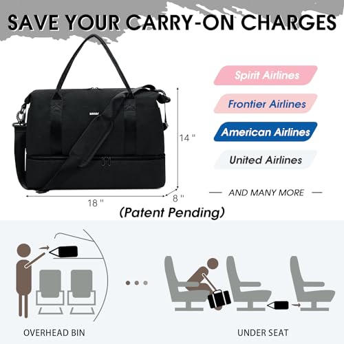 For Spirit Airlines 18x14x8 Personal Item Bag Underseat Carry On Bag with Wet Pocket & Shoe Compartment & USB Charging Port2