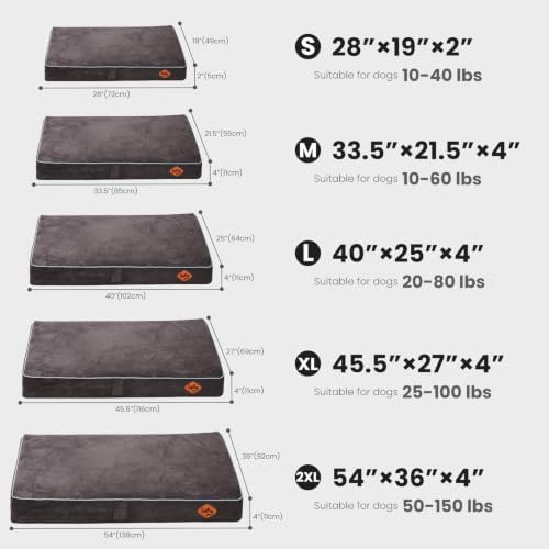 Image of Laifug Orthopedic Memory Foam Pet(40 inchx 25 inchx 4 inch,Slate Grey) /Dog Bed with Durable Waterproof Liner and Removable Washable Cover