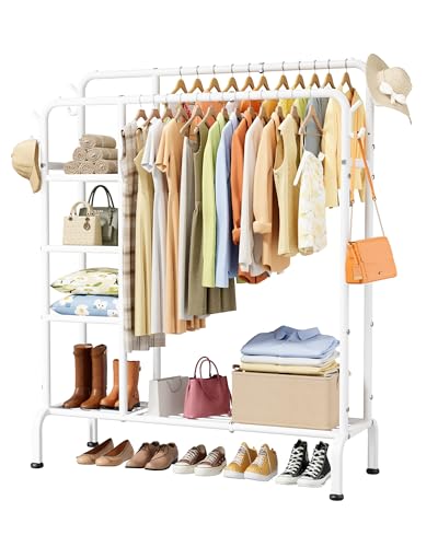 Sakugi Clothes Rack - Double-Rod Clothing Rack with Built-In Hooks