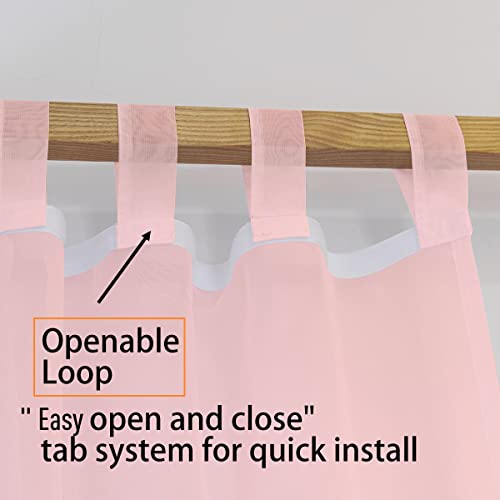 Image of Linentalks Sheer Canopy Bed Curtains for King, Queen, Full and Twin Sizes, 4 Corner Drapes, Four Poster Curtains, Pink