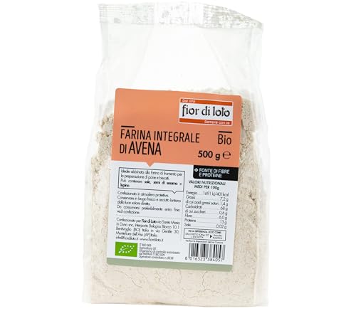 Fior di Loto Farina Integrale di Avena Biologico, 500g