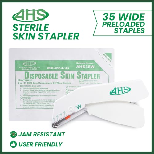 ahs sterile skin stapler 35 wide preloaded staples vet and medical first aid use