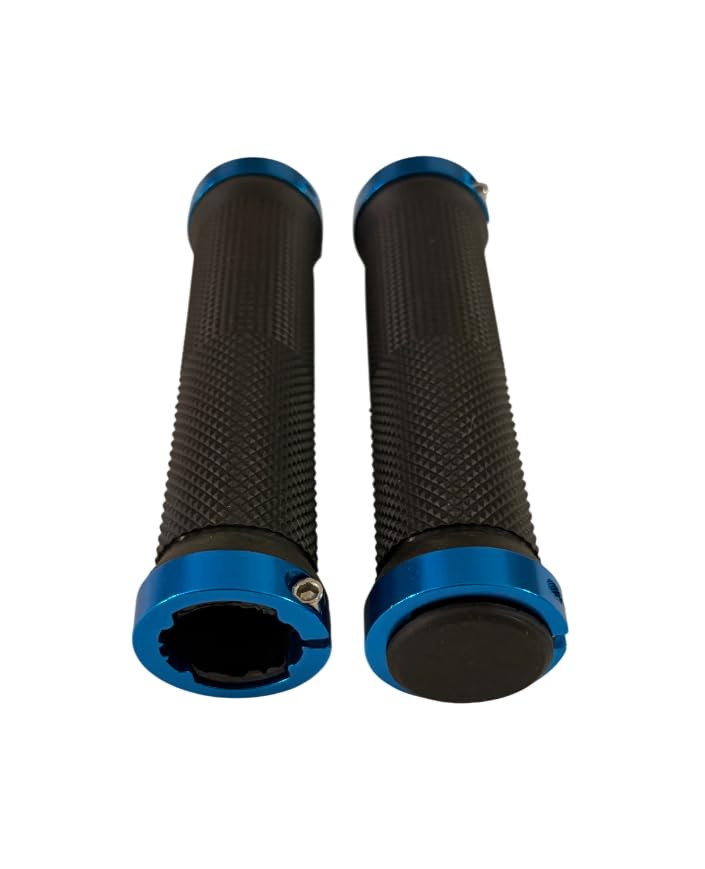 Image of Shrenik Cycle Hand Grip 13cms Length Non Toxic Anti-Slip with Colored Ring for MTB /City Bicycle Handlebar Grips (Black /Blue)