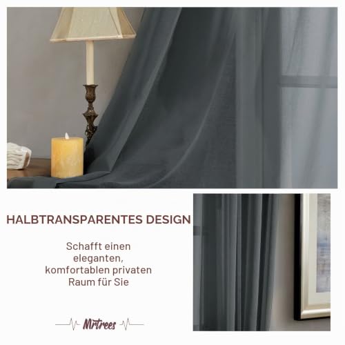 MRTREES Voile Gardinen Vorhang halbtransparent kurz mit Ösen in Leinenoptik Stores Gardinen Schals für Wohnzimmer Schlafzimmer Kinderzimmer… – Ansicht 6
