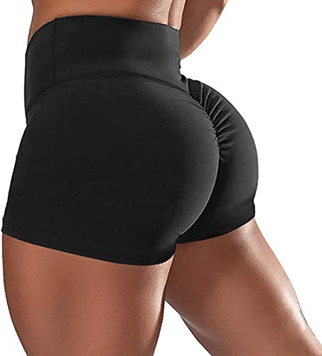 YOFIT Scrunch Butt Lifting Shorts for Women Gym Workout Spandex Booty Shorts Yoga Pole Dance Fitness Black S