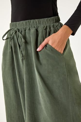 Roman Originals Baby Corduroy Wide Leg Culotte for Women UK - Ladies Everyday Autumn Winter Comfy Soft Evening Vacation Work Party Night Out - Khaki - Size M - Image 5