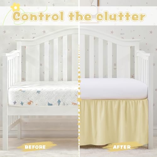 Image of SiinvdaBZX Ivory Crib Skirt Dust Ruffle, Microfiber Crib Bed Skirt | 52 inchx28 inch with 14 inch Drop, Durable Full Coverage Toddler Bedskirt Fit for Baby Boys Girls Nursery Standard Crib