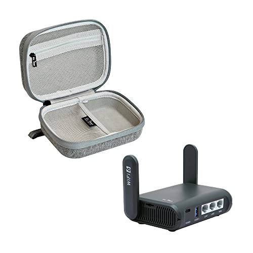 Image of GL.iNet GL-AXT1800 (Slate AX) Pocket-Sized Wi-Fi 6 Gigabit Travel Router & Gadget Organizer Case (Grey)