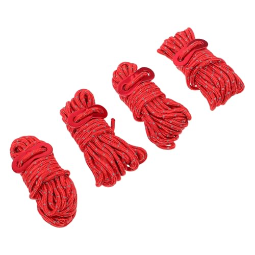 Parliky Versatile Camping Tent Ropes 4pcs Heavy Duty Reflective Guyline Outdoor Tarp Tie Down Rope Set