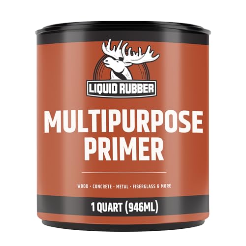 Liquid Rubber Multi-Purpose Primer - Use on Concrete and Wood, Water-Based Non-Toxic and Fast Drying, Easy to Apply, 1 Quart