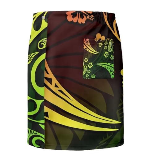 Men Swimsuit Wrap Skirt Polynesian Tribal Samoa Tapa Island Wrap Skirt Lavalava Mens Wrap with Pockets3