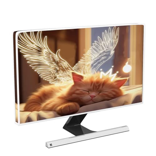 Image of Lovely Cat Waterproof 40,41,42,43 Inch TV Dust Cover Anti-Static Dustproof Anti-Scratch Anti-Static Protective Sleep Cat with Wing TV Screen Covers for Television LED LCD OLED TVs Decorations