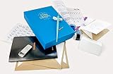 Tarjetas postales A6 lisas para su propio diseño creativo con sobres de colores, tarjetas de ajuste y etiquetas de equipaje para que usted practique su caligrafía en, 1 x almohadilla de lunares rodia para que usted utilice para rastrear sobre las guías.
