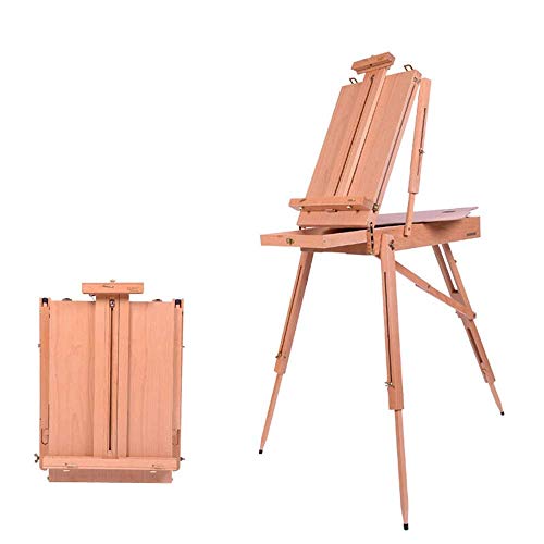 Chevalet d'artiste, boîte portable pour peinture à l'huile, en bois de hêtre massif avec cadre en A, étagère de présentation pour fournitures artistiques