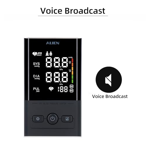 Image of Arm Blood Pressure Monitor Dual User 2x90 Memories Blood Pressure Machine Voice Broadcast with (8.5 inch-16.5 inch) Cuff Size 4*AAA Batteries 5V & 1A Type C USB Port