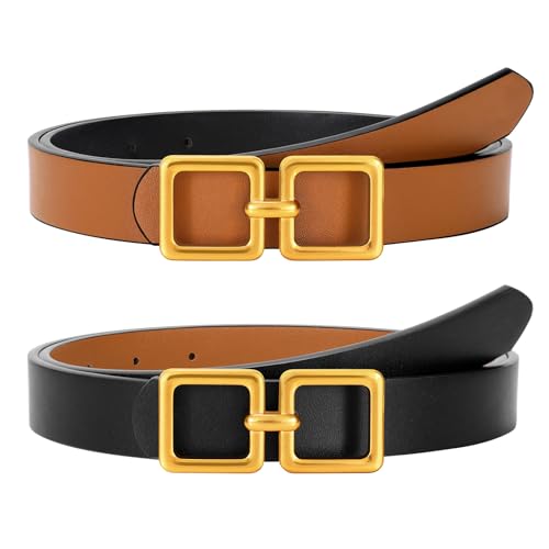 VONMELLI Reversible Leather Belt for Women Jeans Pants Fashion Ladies Belt for Dress with Gold Buckle