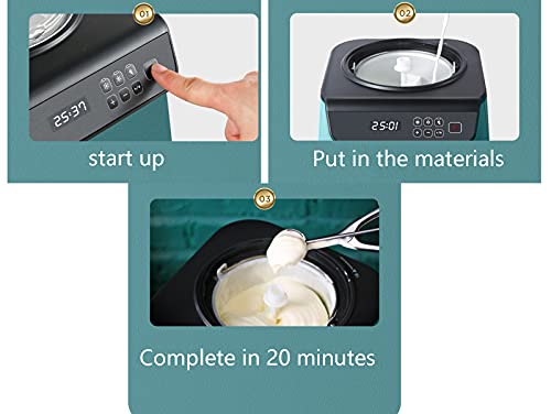 BAHAOMI Softeismaschine, Home Soft/Hard Eismaschine Maschine, Keine Vorkühlung Erforderlich, LCD-Display, Elektrische… – Bild 8