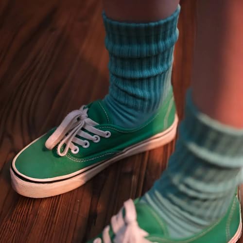 Image of DAUCO 4 Pairs 98% Cotton Socks for Men Women Crew Seamless Fall Slouchy Socks