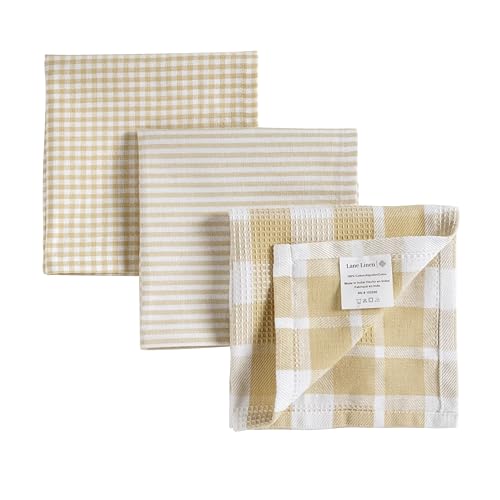 LANE LINEN 100% Cotton Kitchen Dish Cloths, Ultra Soft Absorbent Quick Drying Dish Towels, Multiweave Wash Cloths Dish Towel Sets, 12x12 Inches, 12 Pack - Beige #1