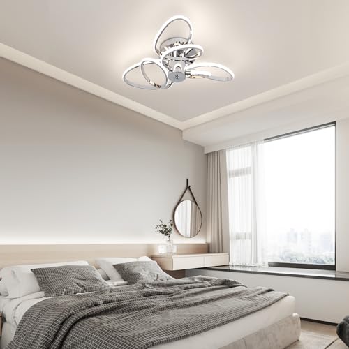 Plafonnier LED dimmable chromé avec télécommande pour salon - 2