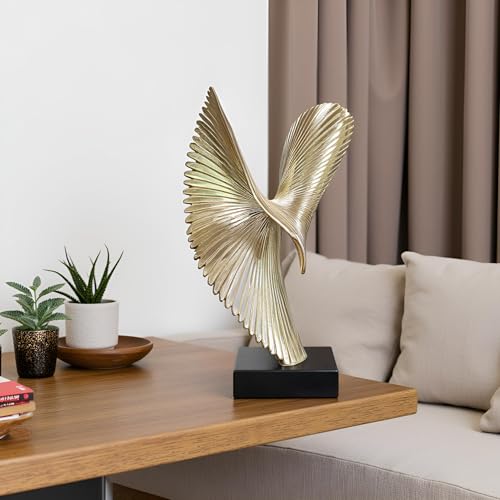 Escultura decorativa de águila moderna abstracta dorada miniatura 7
