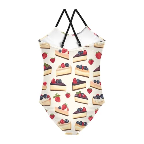 ZZKKO Fruit Cheese Cake Girls Swimsuit One Piece Bathing Suit for Baby Girls' Swimwear 3-10T2