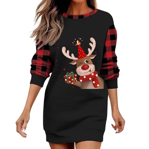 Weihnachtskleid Damen lustig, Weihnachtspullover Damen Lang,...