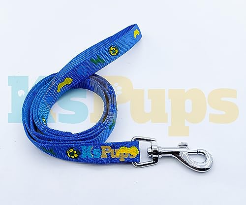 Image of 15mm Soft Printed Dog Collar and Leash Set I Puppy Printed, Adjustable Nylon Collar with Leash I for Small and Medium Dogs (Blue)