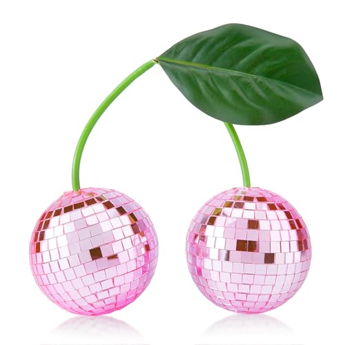 DICOSMETIC Bola de discoteca de cristal, decoración de discoteca rosa, decoración de discoteca, retro, bola de espejo, adornos navideños, adornos para fiestas, habitaciones, bodas, jardín, DJ, club