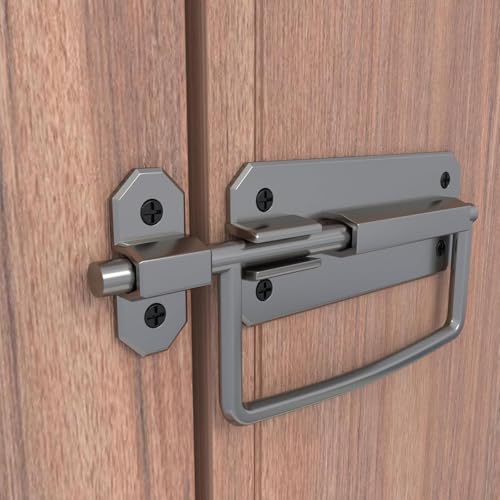 Image of Boniry Door Latch Lock, Kadi /Kundis with Grab Handles - Solid Metal Door Stopper for Bathroom, Home, Office - Easy Install, Smooth Sliding, Heavy Duty Latch (4, Satin Black)