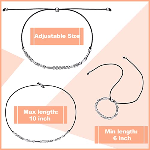 Batiyeer 6 Pcs Inspirational Morse Code Bracelet Gift for Women Silver Beads Bracelet Jewelry Encouragement Funny Birthday Gifts for Her Friend Sister2