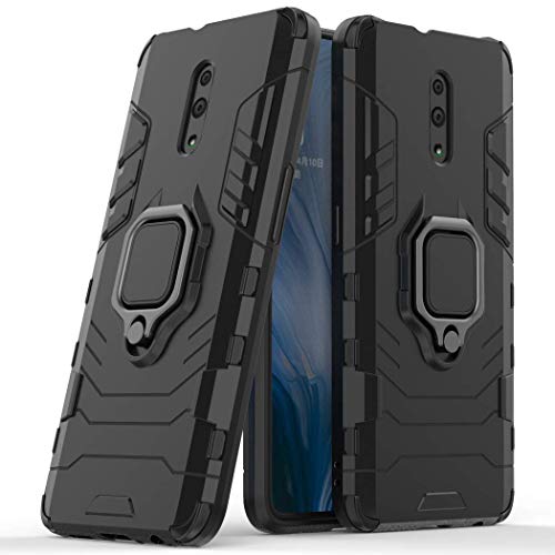 LuluMain Compatibile con Oppo Reno Cover, Custodia Armor Anello Cavalletto (Funziona con Il Supporto Magnetico per Auto) Case Paraurti per Oppo Reno (Nero)