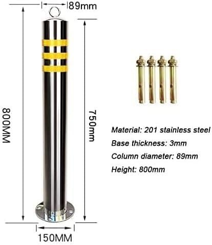 CukUJH 2PCS Parking Barrier with Chain Stainless Steel Driveway Barrier for Parking Space Block Off Areas Anti Theft Security Post Bollard Parking Barrier(89x800mm)