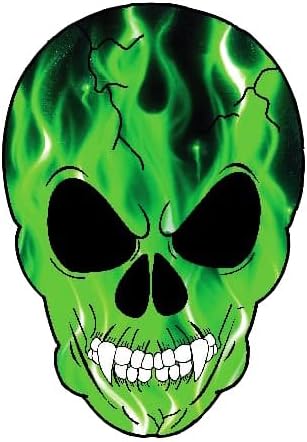 Miniatura 1 de OTA STICKER Adhesivo de vinilo para parachoques con diseño de calavera de esqueleto de fantasma, diablo, zombi, fuego verde, llama, portátil, casco,