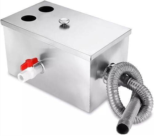 Interceptor de trampa de grasa, separador profesional de aceite y agua de acero inoxidable para restaurantes, cocinas y catering, interceptor de grasa debajo del fregadero, 60 x 30 x 30 cm