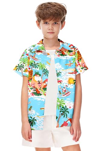 Image of Remimi Unisex Kids Halloween Shirt Boys Pumpkin Ghost Shirts Hawaii Button Up Tops 5-14 Years