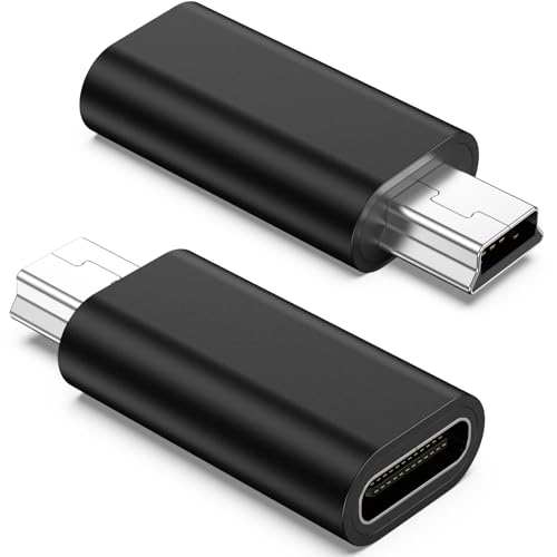 Vancle Adaptador USB C a Mini USB, Adaptadores USB C Macho a Mini USB Hembra para Portátil, LG, Teléfono Móvil, etc (2 Piezas)