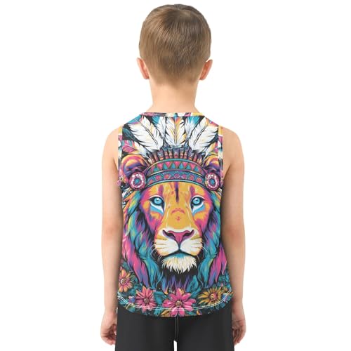 Boys' Tank Top Shirt Colorful Lion Sleeveless T-Shirts3
