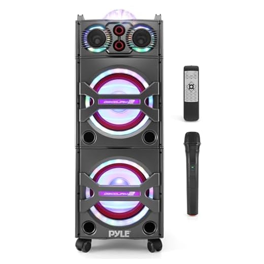 Portable Bluetooth PA Speaker System - 2000W Active powered Outdoor Bluetooth Speaker Portable PA System w/ Microphone In, Party Lights, USB SD Card Reader, AUX/RCA/FM Radio, Wheels - Pyle PSUFM1043BT