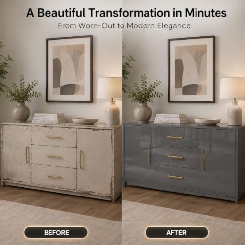 Image of HOME13 Dark Grey Wallpaper Peel and Stick Contact Paper Glossy Self Adhesive Vinyl Sticker Waterproof Removable Wallpaper for Bedroom Cabinets Livingroom (20x120 Inch)