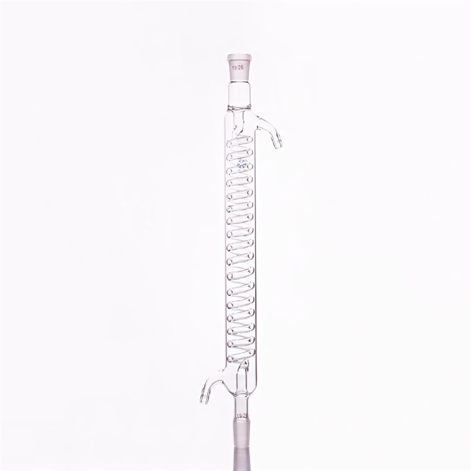 Lab Supplies Format Serpentine Condenser,Spiral Condensation Length 250mm,Condenser graha-m with Coiled Inner Tube,Standard Ground Mouth 19/26