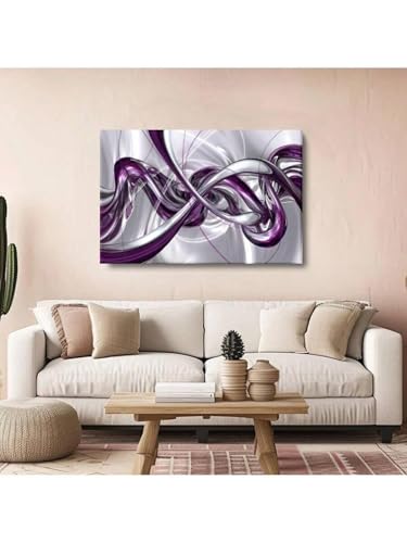Peinture sur toile violette et argentée TONGYINLI art abstrait haut de gamme - 4