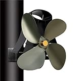 WRMING Wohnzimmer kaminventilator Ohne Strom für Ofenrohr Küche Ofenventilator Geräuscharmer Betrieb Hitzebetrieben Stromloser Ventilator für Holzofen Kamin,Grün
