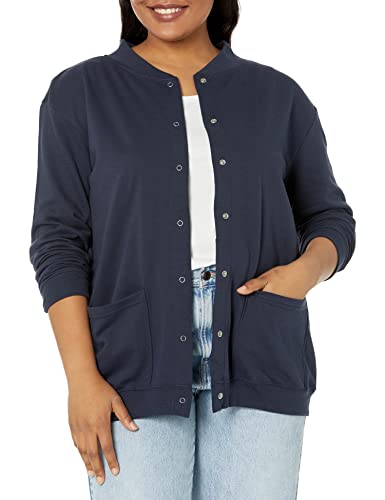 Image of AmeriMark Women Fleece Snap Button Cardigan Sweatshirt Coat - Ladies Soft Lightweight Warm Long Sleeve Jacket with Pockets