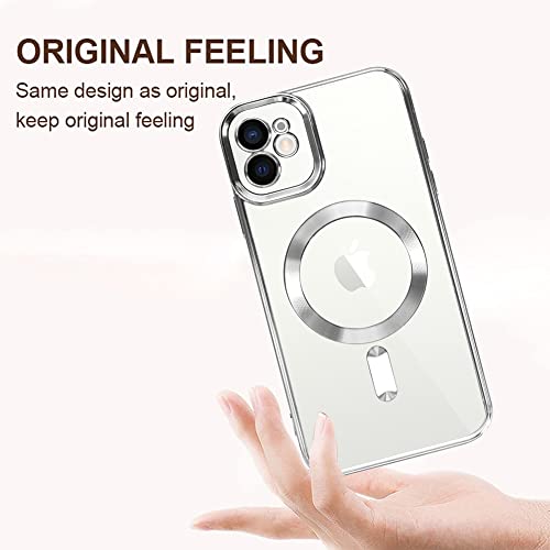 Ziye Magnetic Case For Iphone 11 Case [Compatible With Magsafe] Camera Lens Protector Plating Luxury Cover For Women Men Clear Soft Tpu Shockproof Protective Phone Case - Silver #TOP3