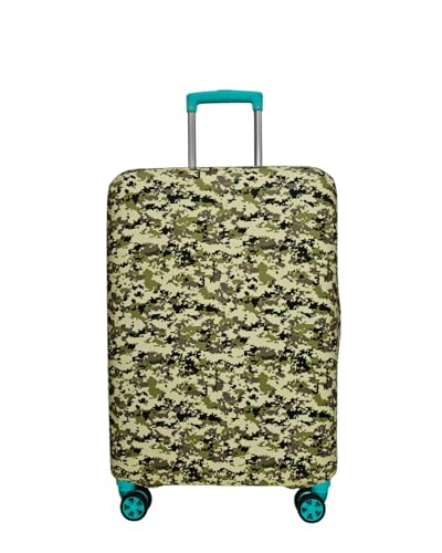 Image of Printed Polyester Suitcase Cover Stretchable Luggage Protector Trolley Bag Cover Travel Accessory (Army Mehndi Dot-M)